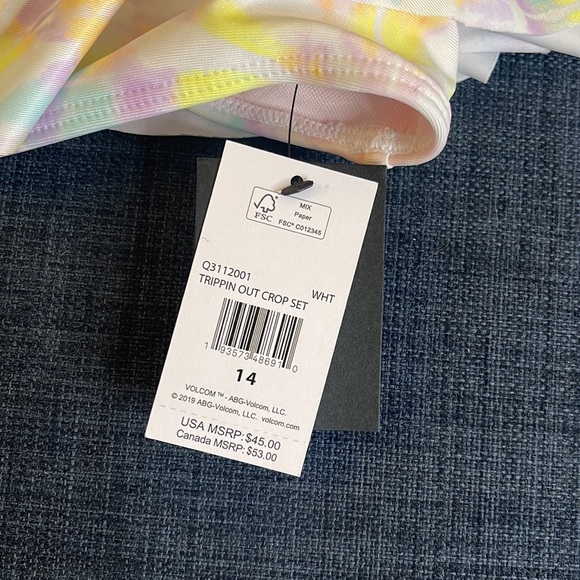 Volcom Girls Bikini Top Sz 14 - Picture 4 of 5